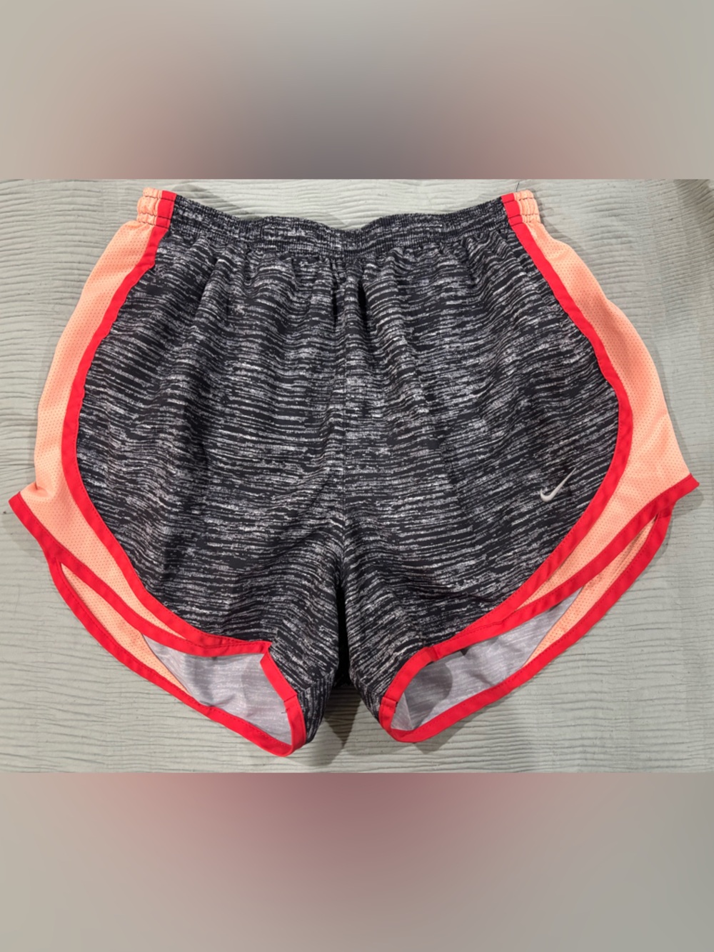 Nike Women's Black Space-Dye Athletic Shorts with Coral Trim